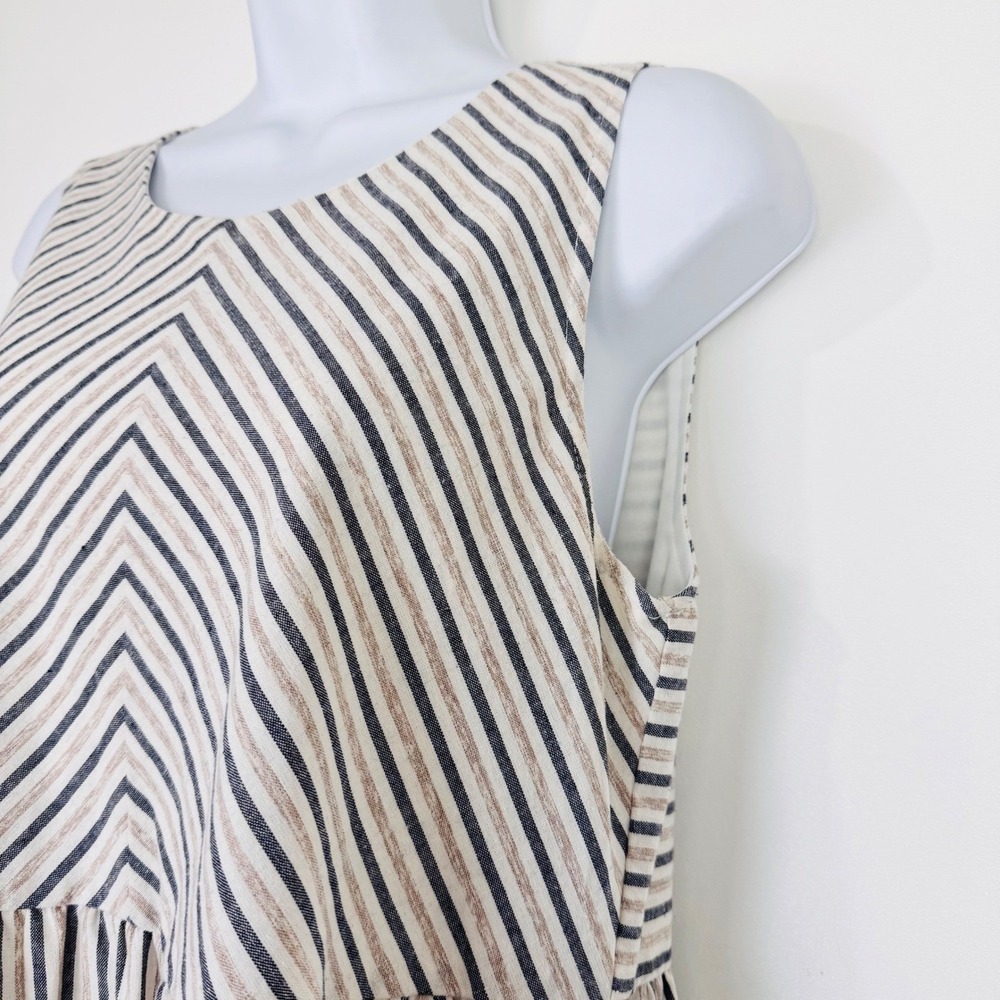 Andree by UNIT Striped Dress Women S Beige Blue Chevron Sleeveless Mini Casual - Picture 4 of 12
